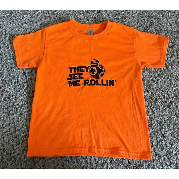 Gildan Other - Gildan Boys Orange‎ "They See Me Rollin" Short Sleeve Tee Size XS